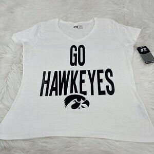 Russell IOWA University "Go Hawkeyes" T-Shirt Women's Size Large White Black
